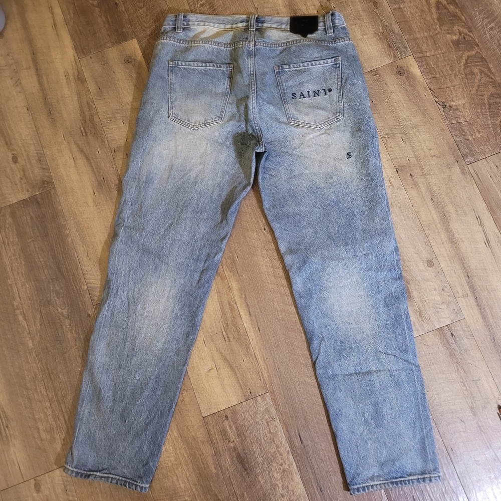 Saint Men's Light Blue Straight Jeans